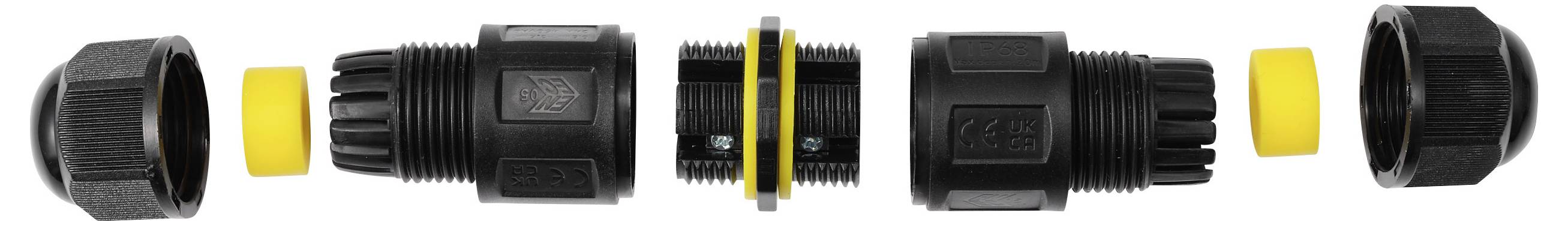 TRU Components kabelforbindelse IP68 vandtæt, skruekontakt 3-polet, 0,5-2,5 mm² TC-14745236 Sort TRU COMPONENTS Indhold:-5