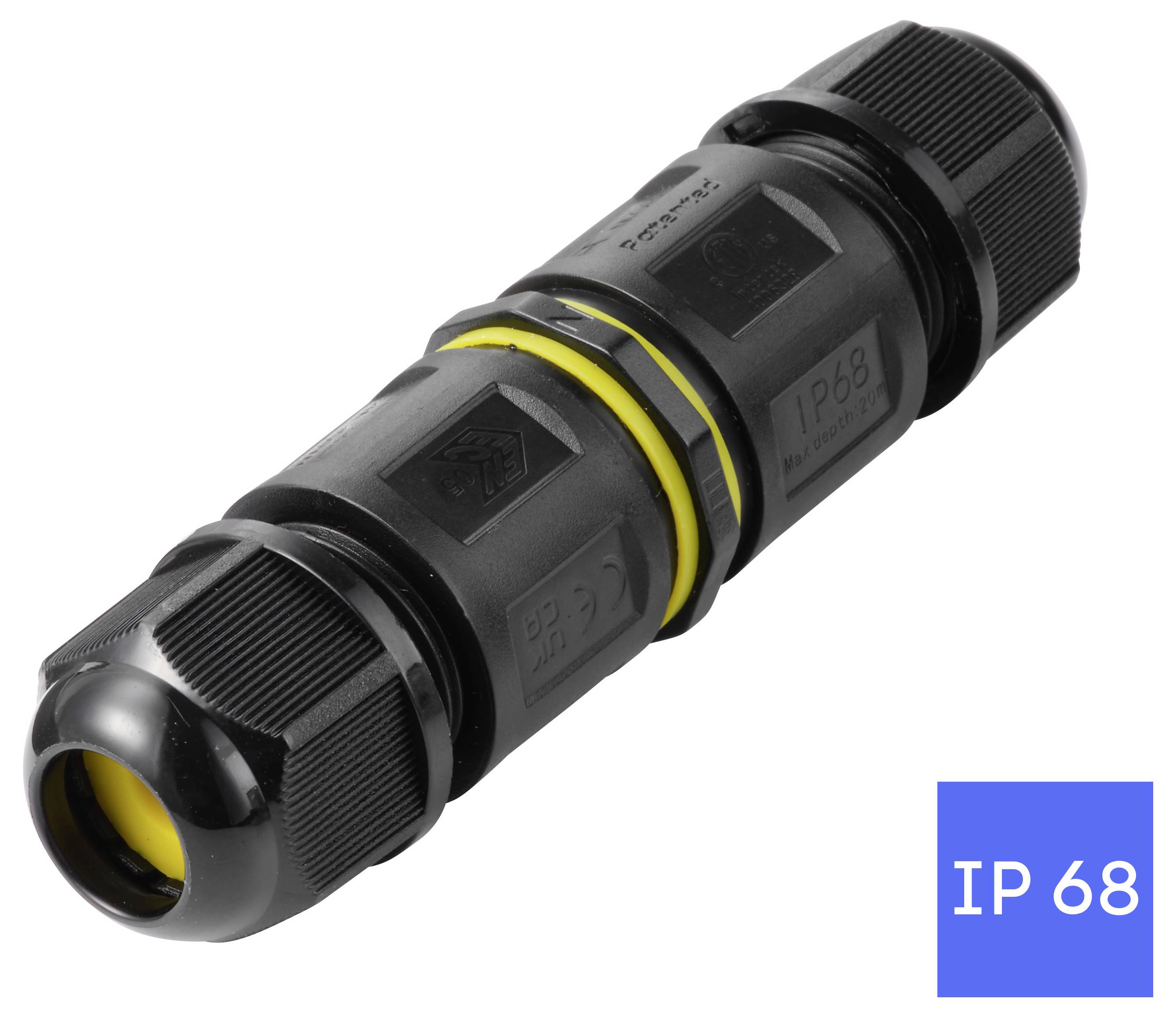 TRU Components kabelforbindelse IP68 vandtæt, skruekontakt 3-polet, 0,5-2,5 mm² TC-14745236 Sort TRU COMPONENTS Indhold:-6
