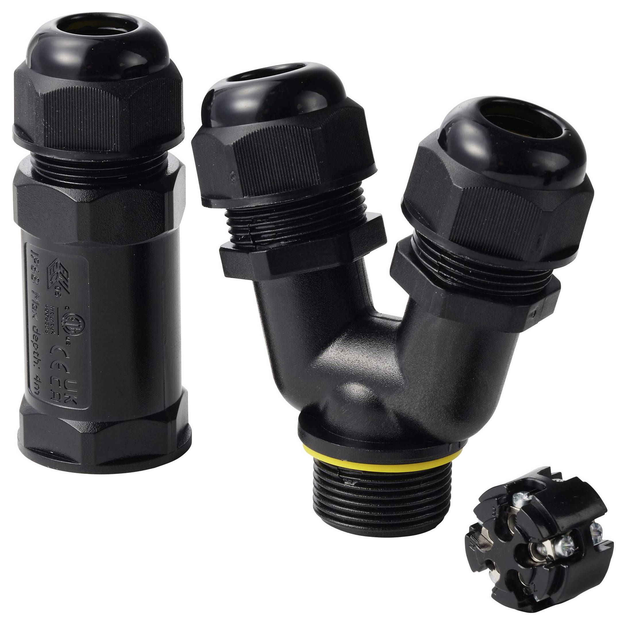 TRU Components Y-kabelforbinder IP68 vandtæt, 3 indgange, skruekontakt 5-polet, 0,5-4,0 mm² TC-14745268 Sort TRU COMPONE-3