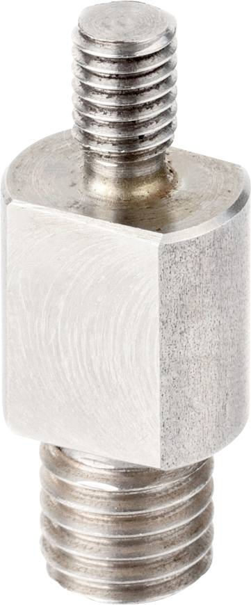 En sølvfarvet metalafstandsstykke med gevlerede ender, designet til at adskille komponenter i samlingssystemer for mekanisk stabilitet eller isolering.