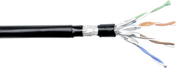 TRU COMPONENTS TC-14914180 netværkskabel CAT 7 S/FTP 4 x 2 x 0.24 mm² Sort 100 m