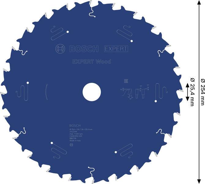 Bosch Accessories 2608902240 2608902240 Rundsavblad Antal tænder (per tomme): 24 1 stk-1