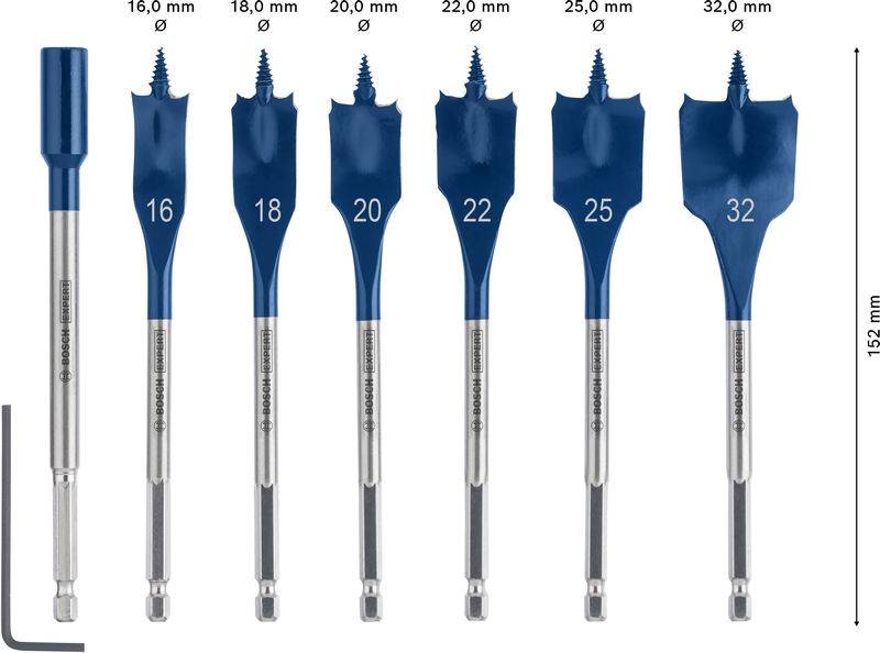 Bosch Accessories 2608902110 2608902110 Fladfræsebor-sæt 16 mm, 18 mm, 20 mm, 22 mm, 25 mm, 32 mm 1 stk-1