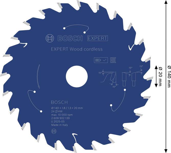 Bosch Accessories 2608902139 2608902139 Rundsavblad Antal tænder (per tomme): 24 1 stk-10
