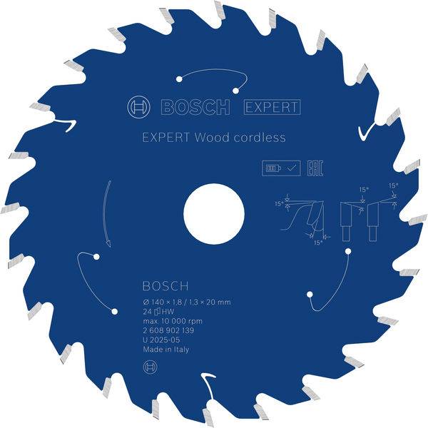 Bosch Accessories 2608902139 2608902139 Rundsavblad Antal tænder (per tomme): 24 1 stk-12