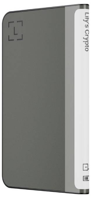 En sort og grå elektronisk enhed, muligvis en bærbar ekstern harddisk eller lignende gadget, med et elegant design og afrundede kanter.