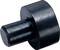 Sort cylindrisk metalafstandsholder med en fremspringende mindre cylindrisk tap, muligvis brugt i mekaniske eller elektroniske samlinger.