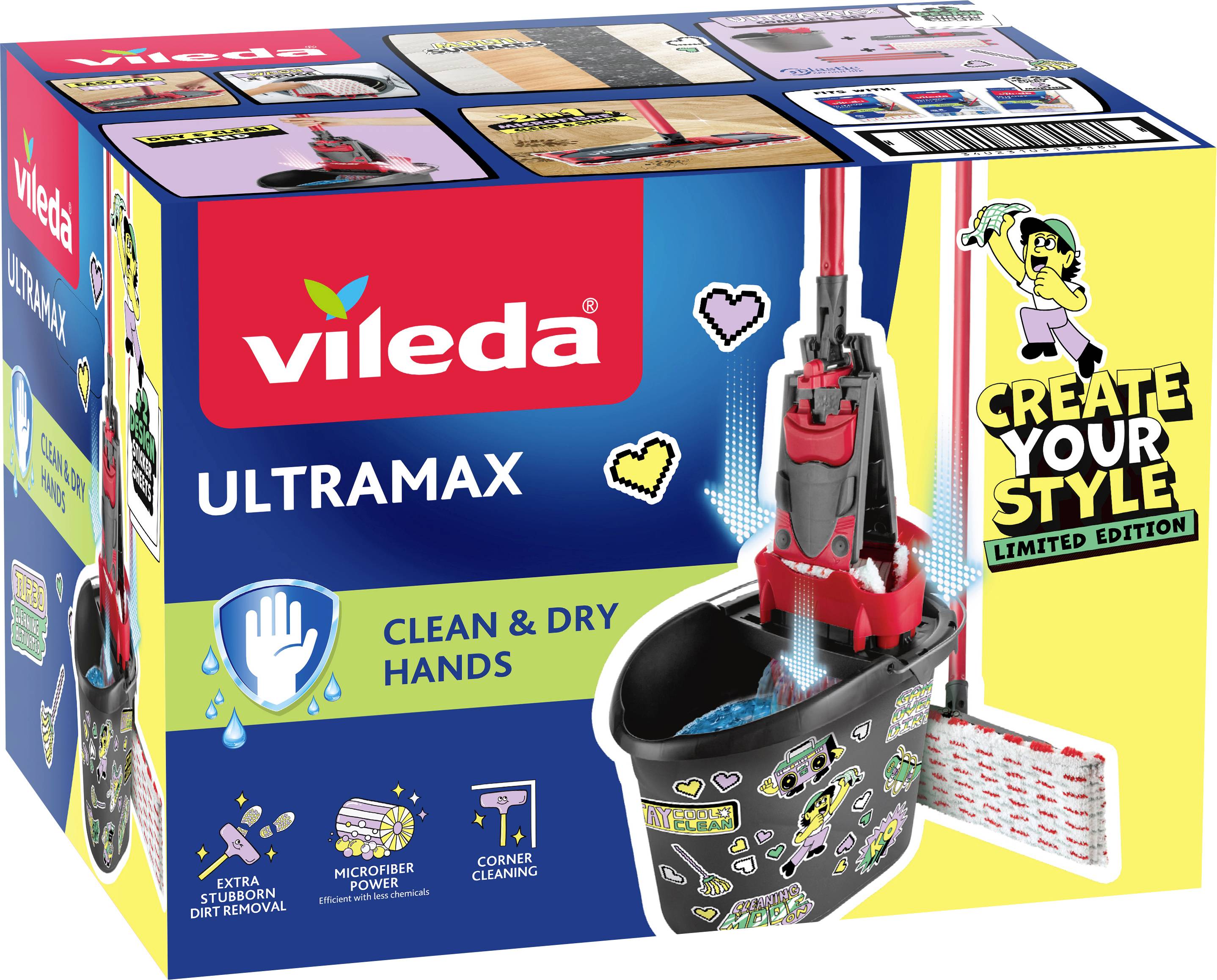 Vileda 183755 ULTRAMAX - Level Up Limited Edition Gulvmoppe-sæt Antracit, Rød 1 stk