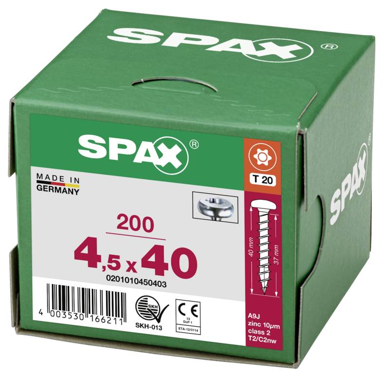 SPAX 0201010450403 Halvrunde skruer 4.5 mm 40 mm T-STAR Plus Stål 200 stk-6