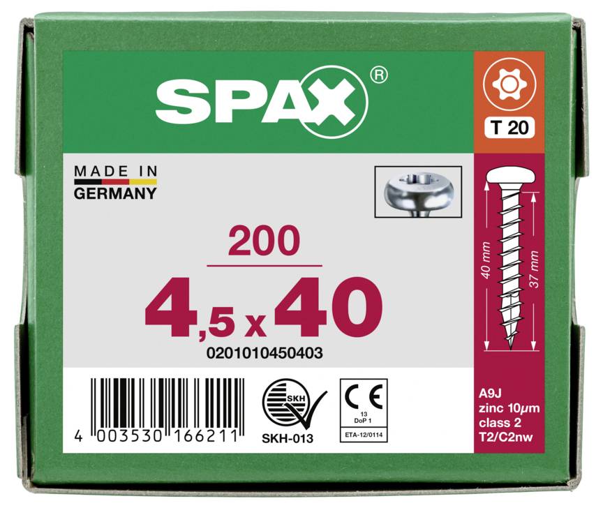 SPAX 0201010450403 Halvrunde skruer 4.5 mm 40 mm T-STAR Plus Stål 200 stk-7