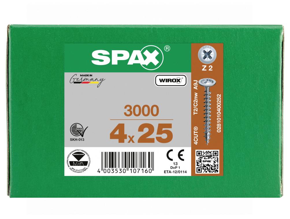 SPAX 0281010400252 Bagpanel-skruer 4 mm 25 mm Krydskærv Pozidriv Stål 3000 stk-7
