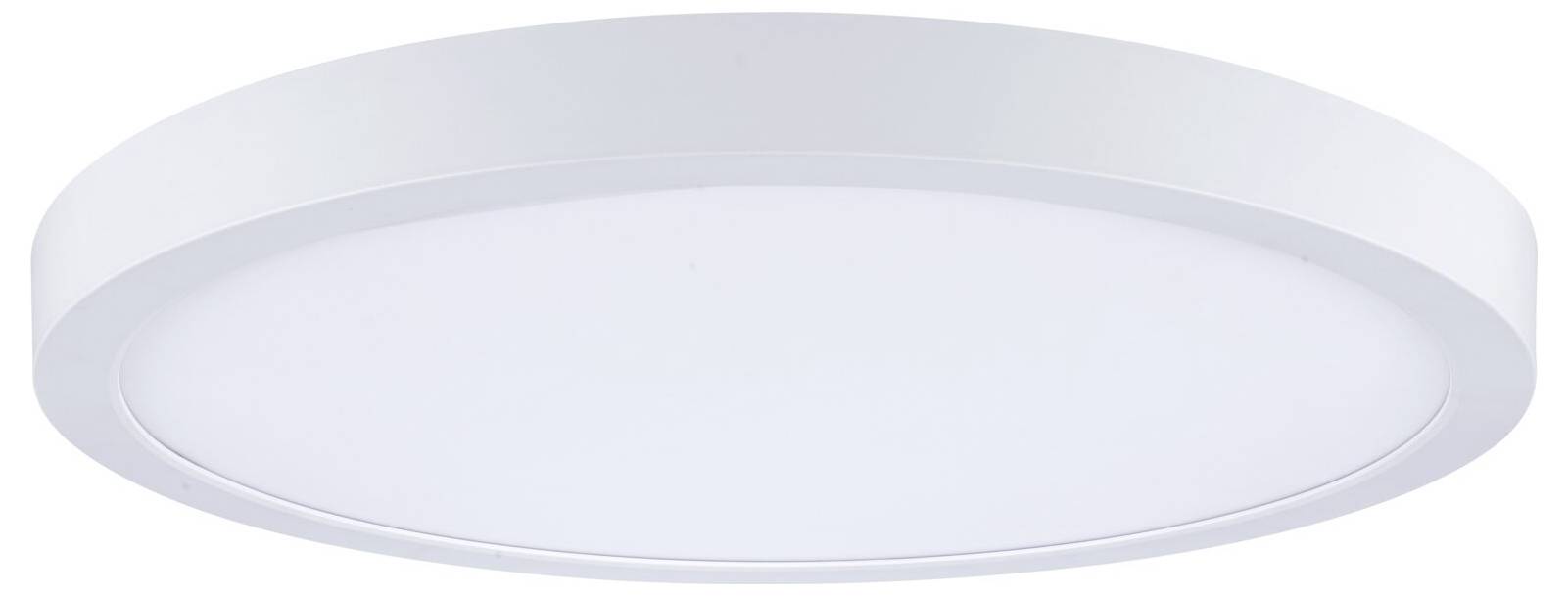 Hvidt ovalt LED-loftarmatur med et slank, moderne indbygningsdesign.