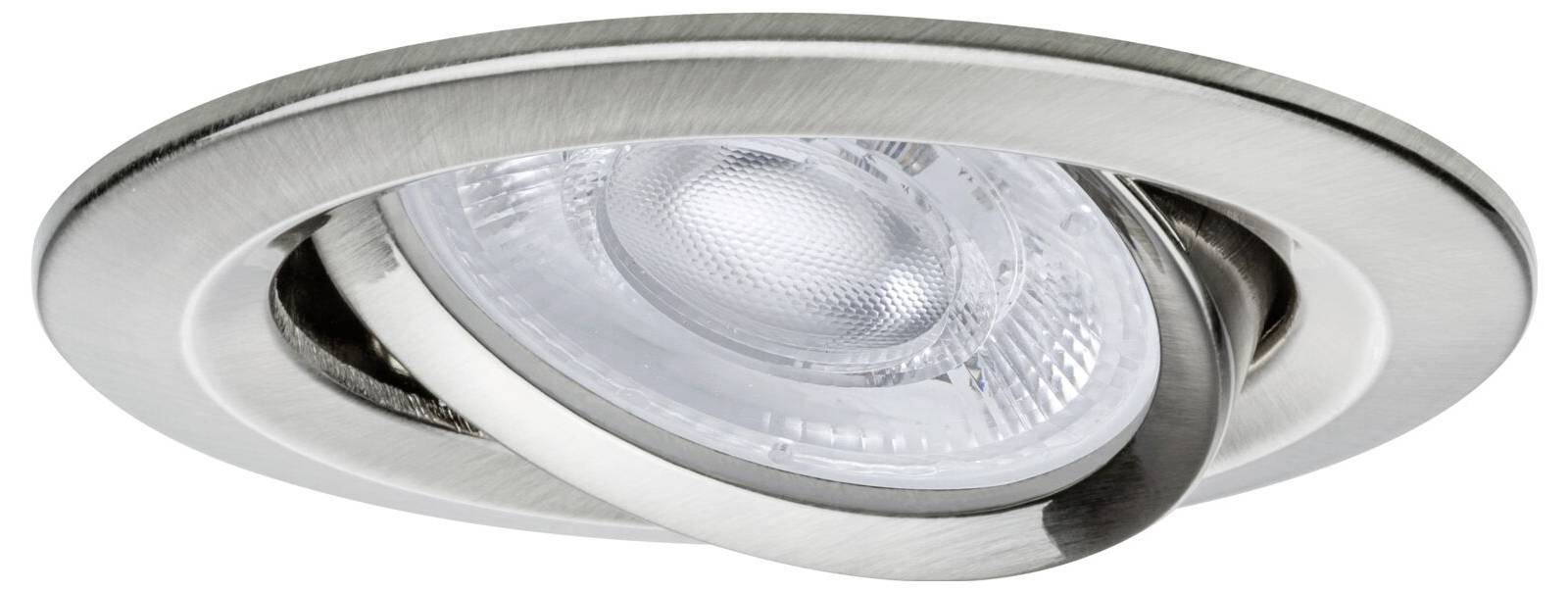 Hvid LED-spotlampe med topstift på en neutral baggrund.