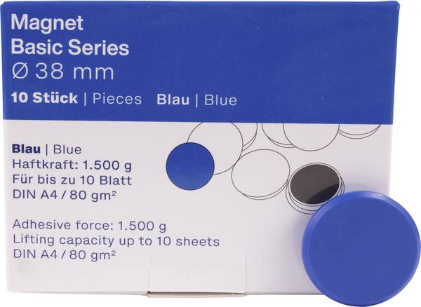 magnetoplan Magnet Basic Serie (Ø) 38 mm rund Blå  10 stk 1863803