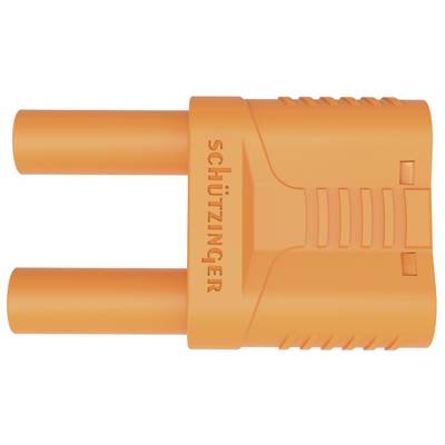 Orange to-ben strømstik forbinder med 'SCHÜTZINGER' mærkning, vist på hvid baggrund.