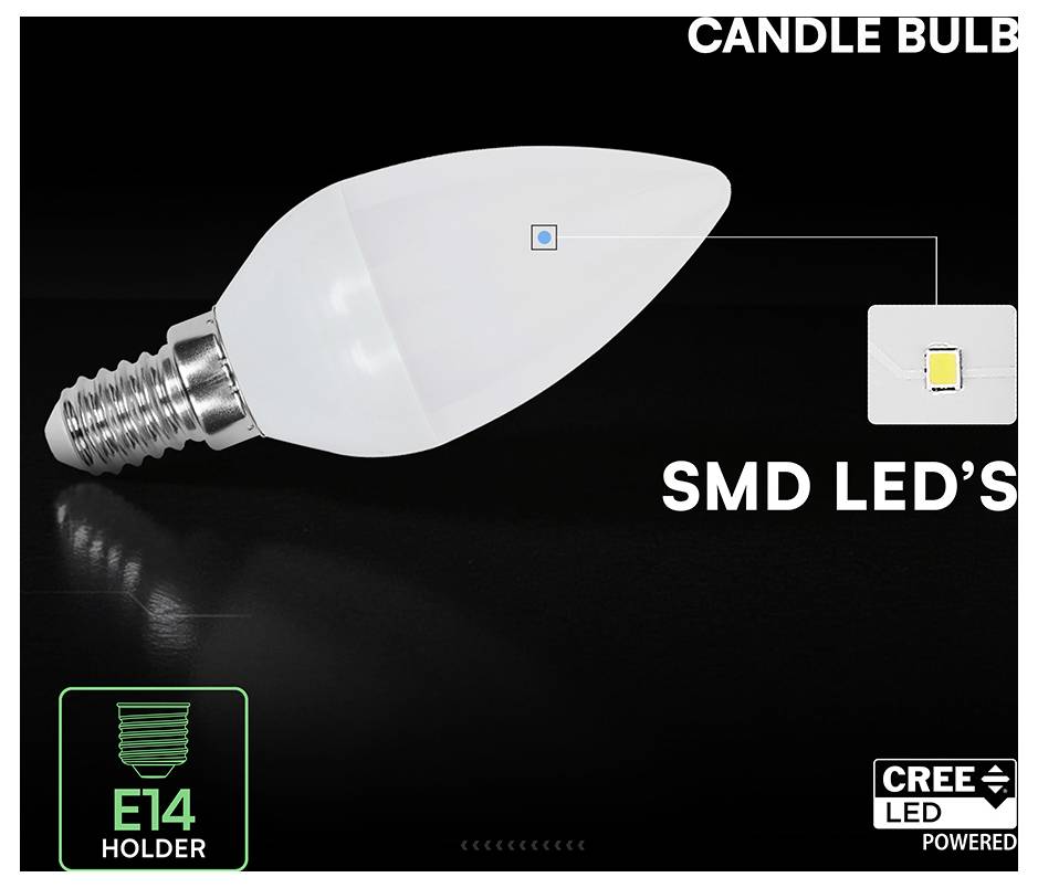 Produktboks til V-TAC LED R39 pære, viser 'CREE LED', 250 lumen, 2,9W, 120° strålingsvinkel og energiklasse F, med 25W ækvivalent.