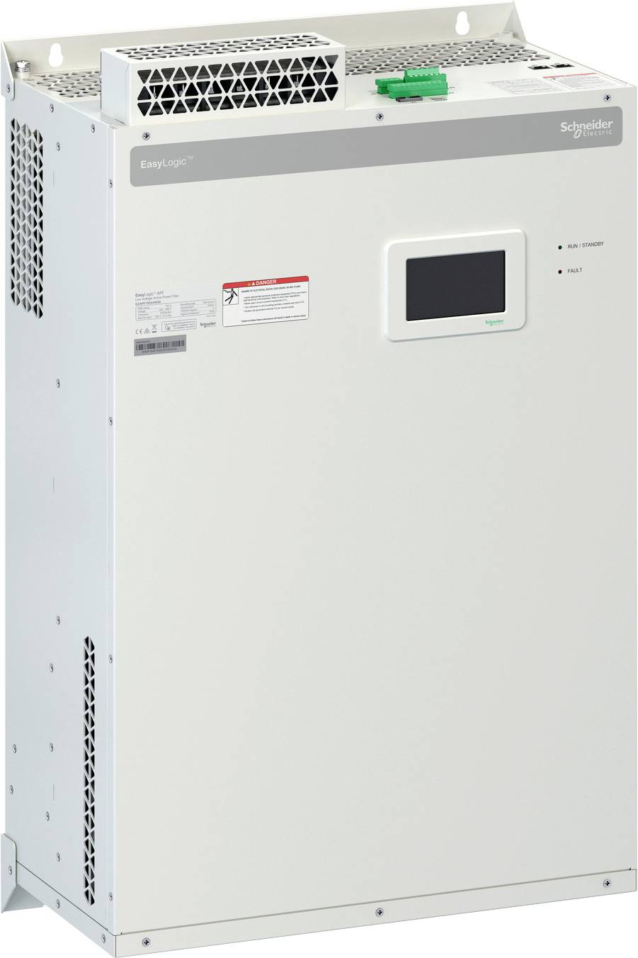 Industriel Schneider Electric Easy UPS-kabinet med frontdisplay og statusindikatorer