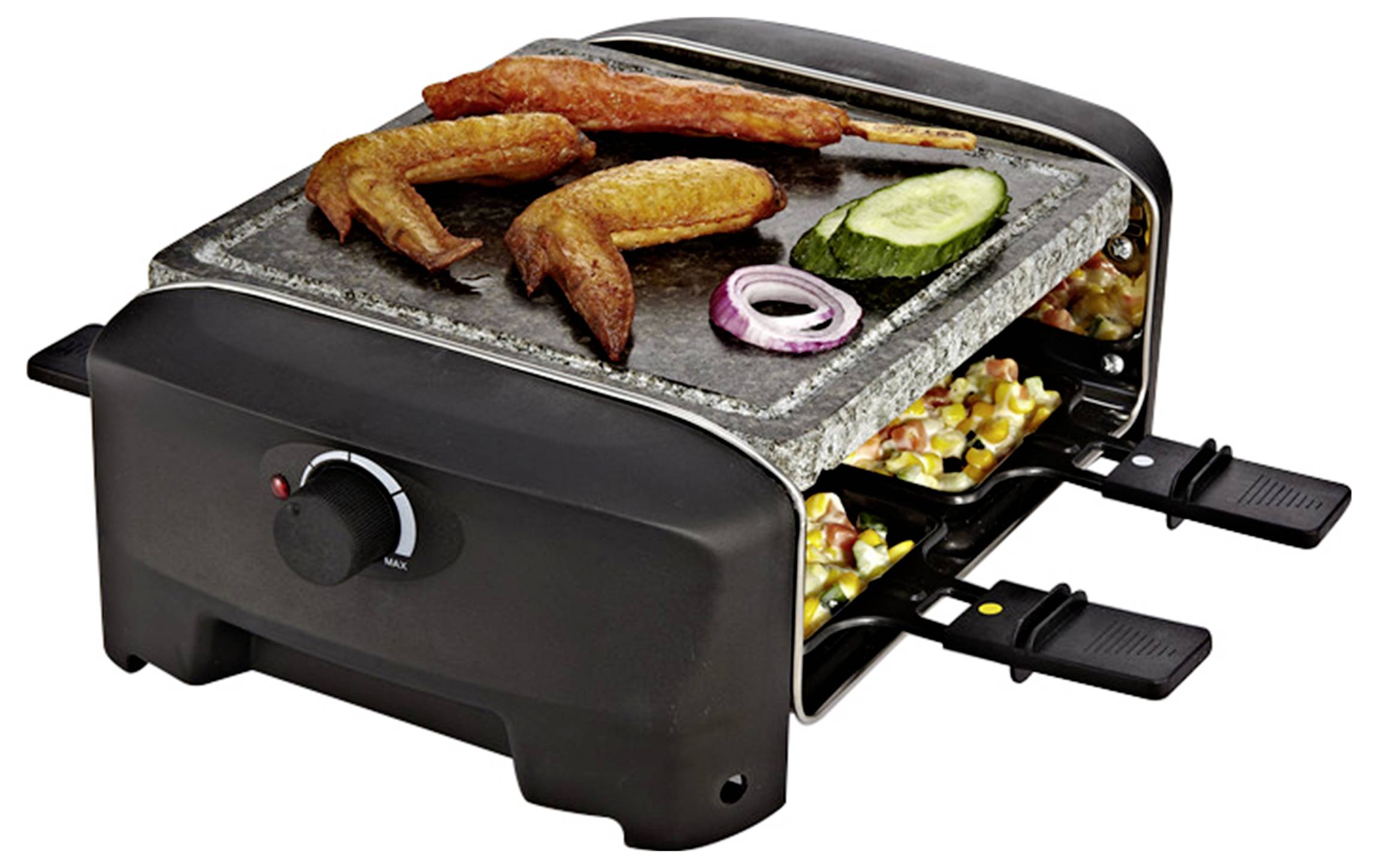 Princess 01.162810.01.001 Raclette 4 pander, Non-stick-belægning, med grillsten Sort-1