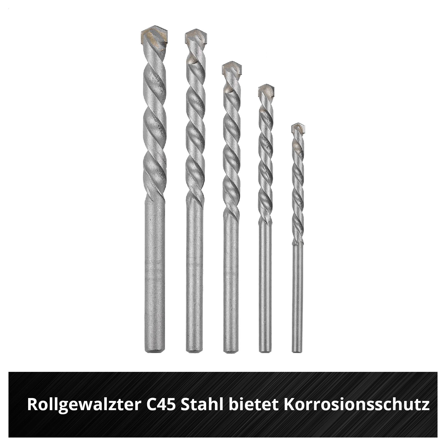 Einhell 38050 Kulstofstål Sten-spiralbor-sæt 5 dele 4 mm, 5 mm, 6 mm, 8 mm, 10 mm 1 Set-4