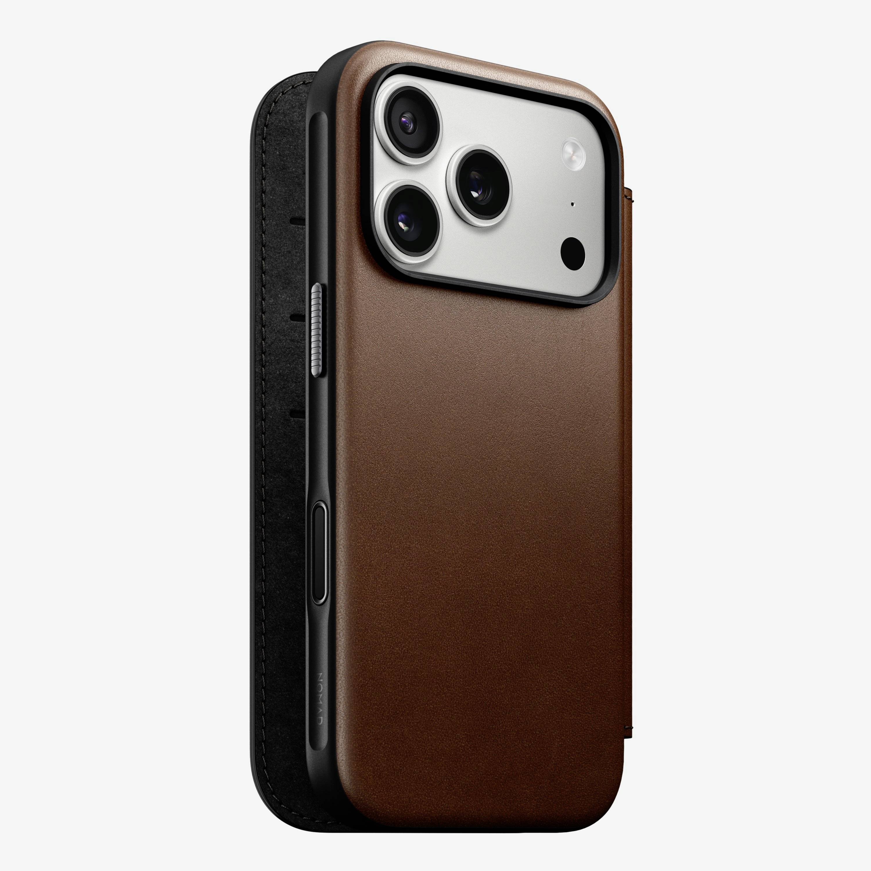 Nomad Magn. Leather Back MagSafe iPhone Leder Case iPhone 17 Pro Brun NM014384858-0