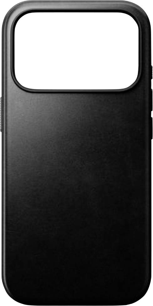Sort smartphonecover med et stort rektangulært kamerahul øverst.