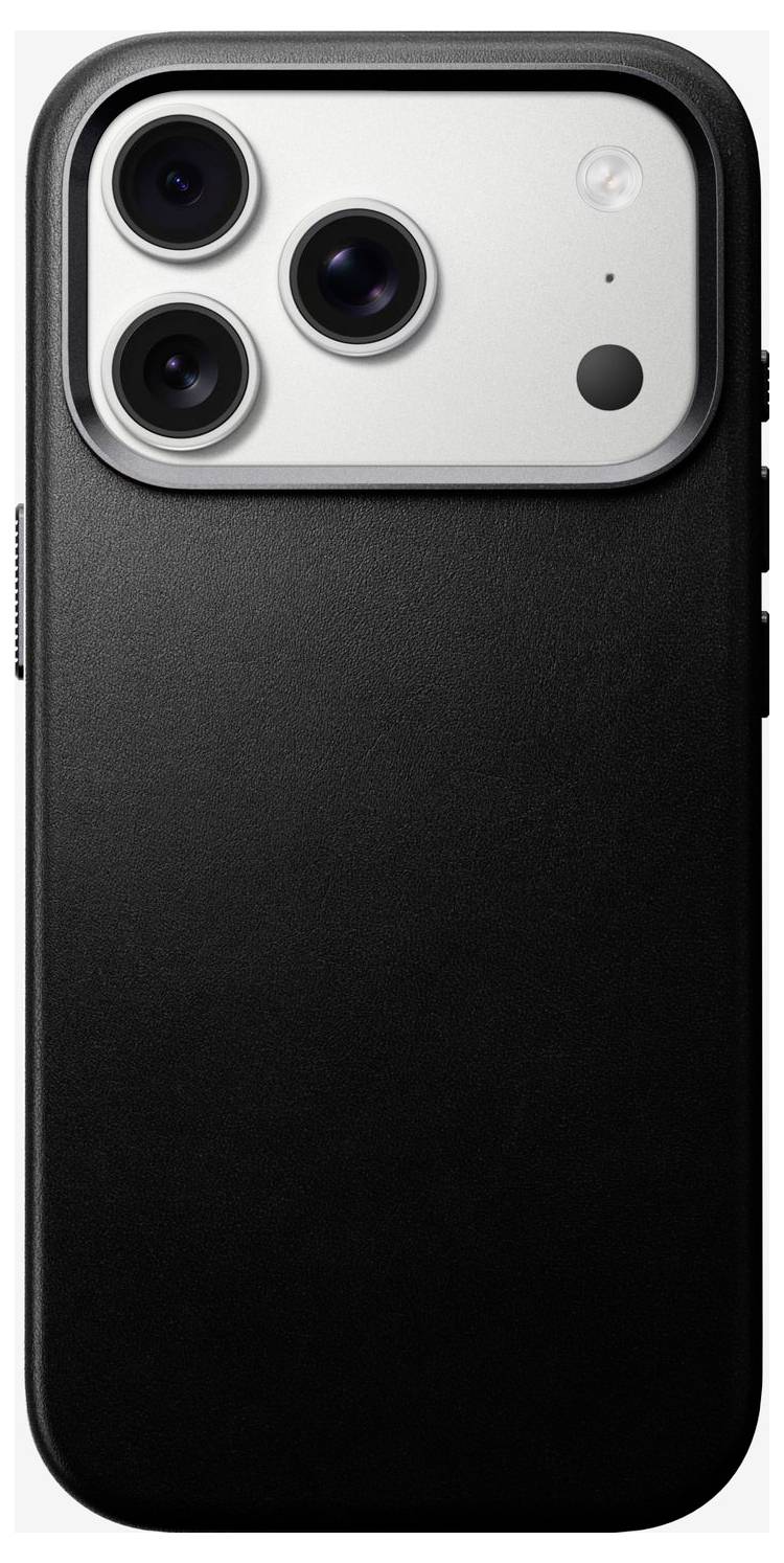 Sort smartphonecover med forhøjet kameraudskæring, der viser tre bagsidekamerlinser og et blitz i øverste venstre hjørne.