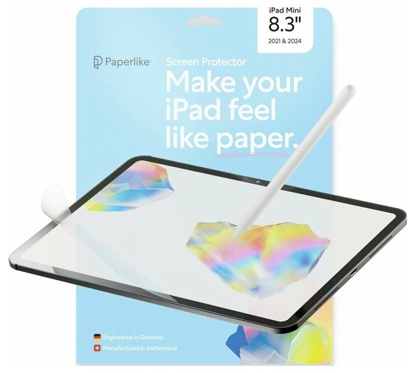 Paperlike 3 Displayschutzfolie for iPad Skærmbeskyttelsesfilm Apple iPad Mini (6. Generation, A17 Pro) 1 stk PL3-08-21-3