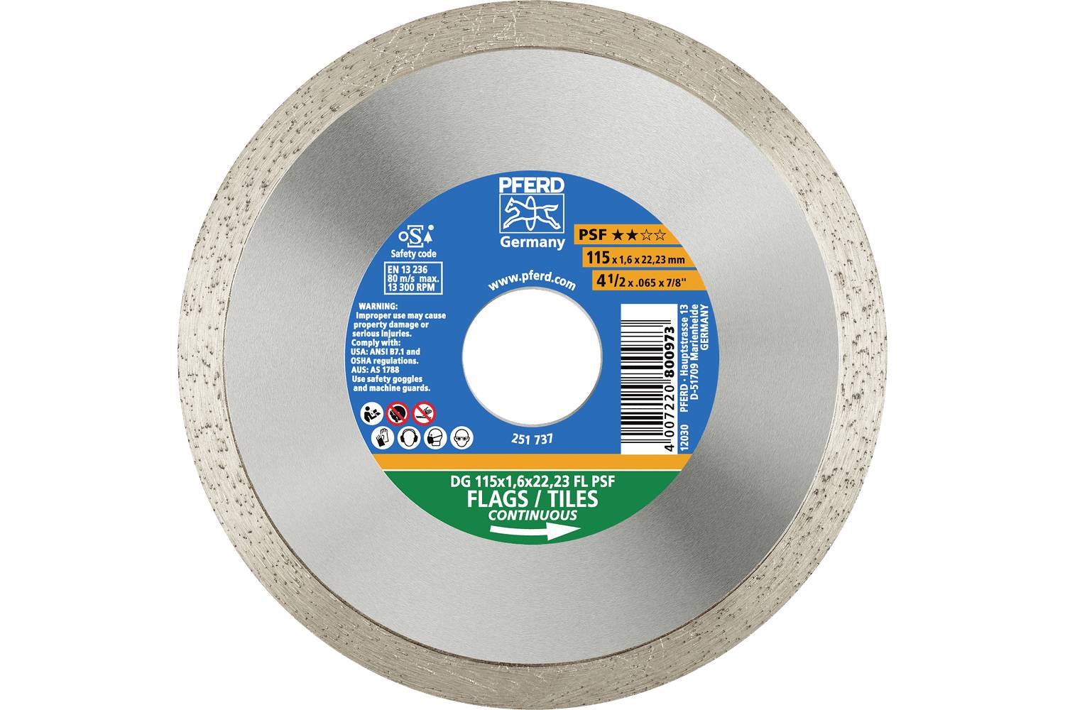 PFERD TOOLS 68000025 DG 76 x 1,6 x 10 FL PSF Diamantskæreskive Diameter 76 mm 1 stk-0
