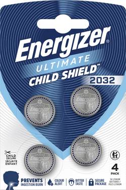 Energizer Knapcellebatteri CR 2032 3 V 4 stk 235 mAh Lithium Ultimate Child Shield E304206103