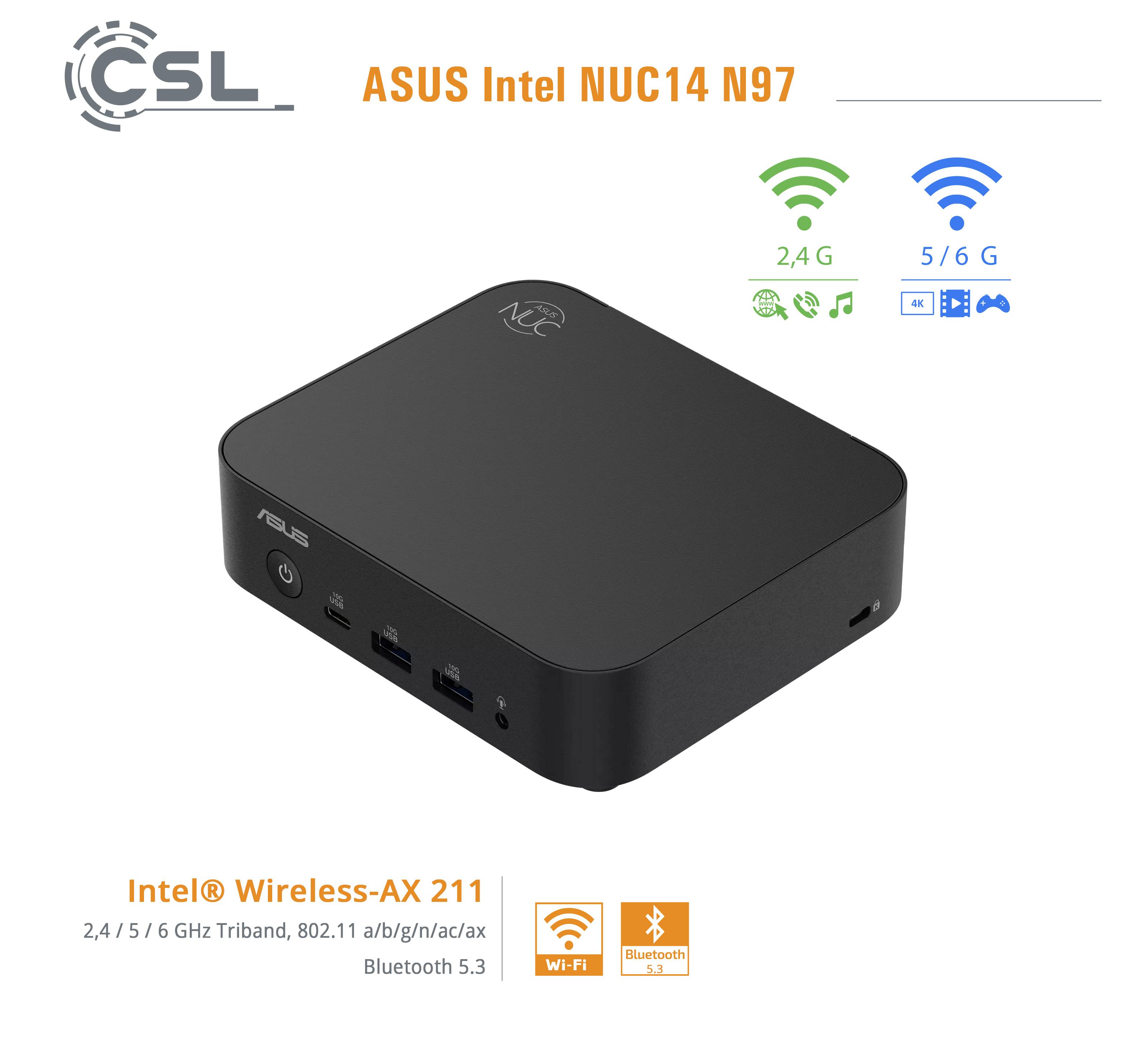 Asus Mini-PC (HTPC) ASUS NUC14 N97 Intel® N N97 24 GB RAM 500 GB SSD Intel Onboard Graphics 95797-5