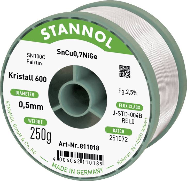 Stannol Lötdraht Kristall 600 Loddetin, blyfri Spole, Blyfri 250 g 0.5 mm