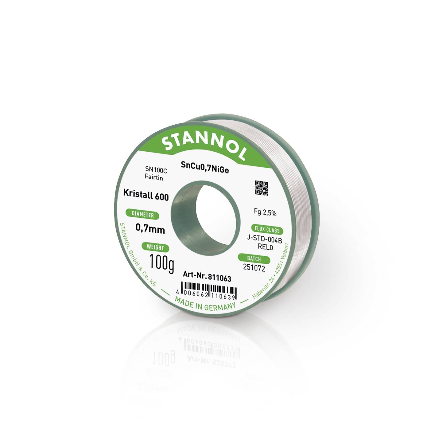 Stannol Lötdraht Kristall 600 Loddetin, blyfri Blyfri, Spole 100 g 0.7 mm