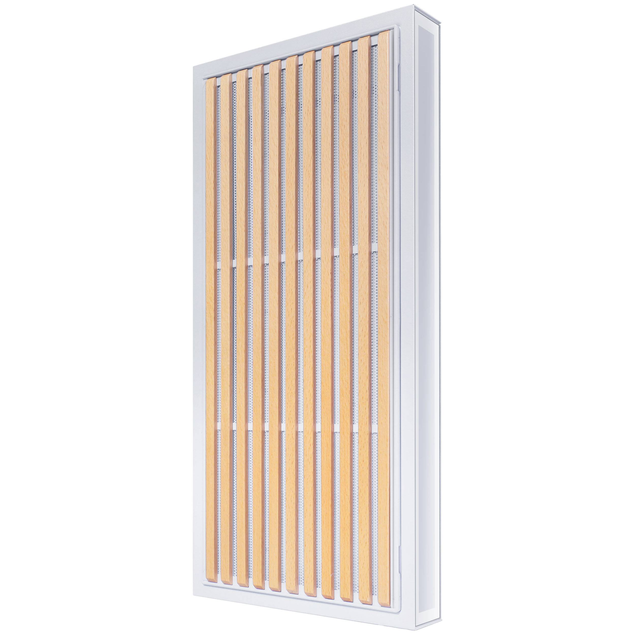 Rektangulær HVAC-luftfilter med orange plisseret medie i en hvid ramme, vist på en ensfarvet hvid baggrund.