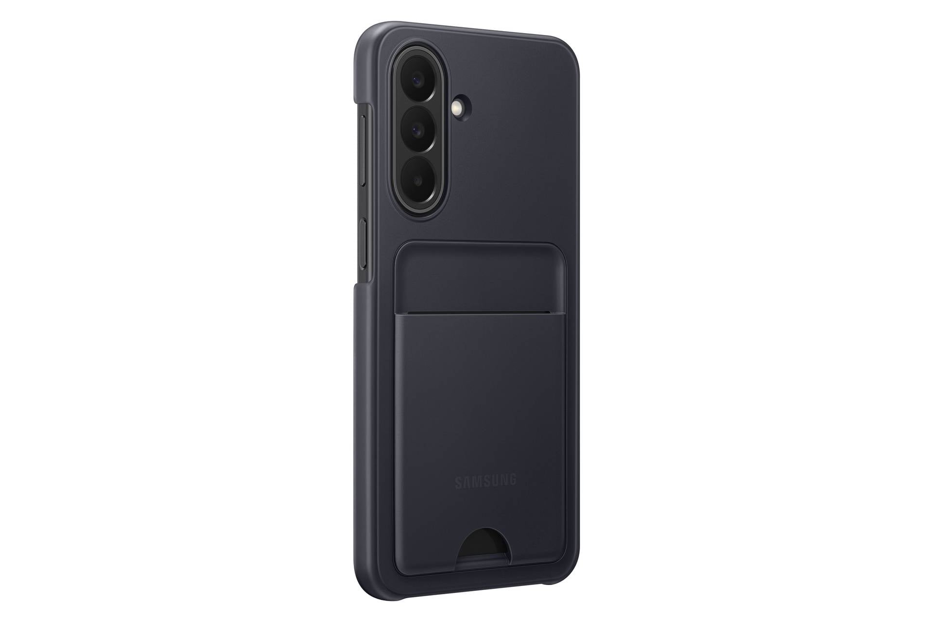 Sort smartphoneCover bagside med indbygget kortpladseholder tegnebogsetui, vist på hvid baggrund.