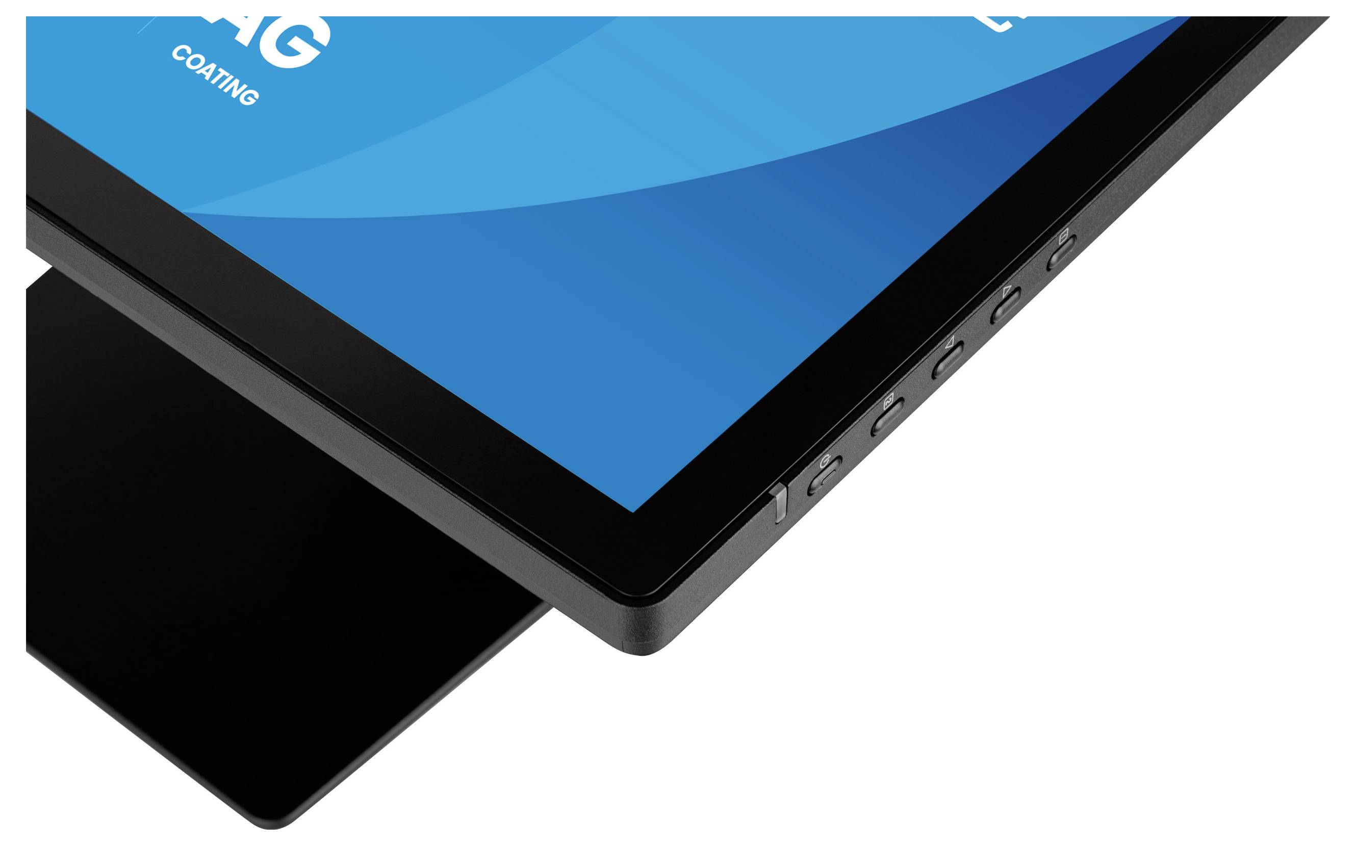 To black tablets overlappende, en viser en blå skærm med et 4G-logo og belægningsindhold, set i en vinkel.