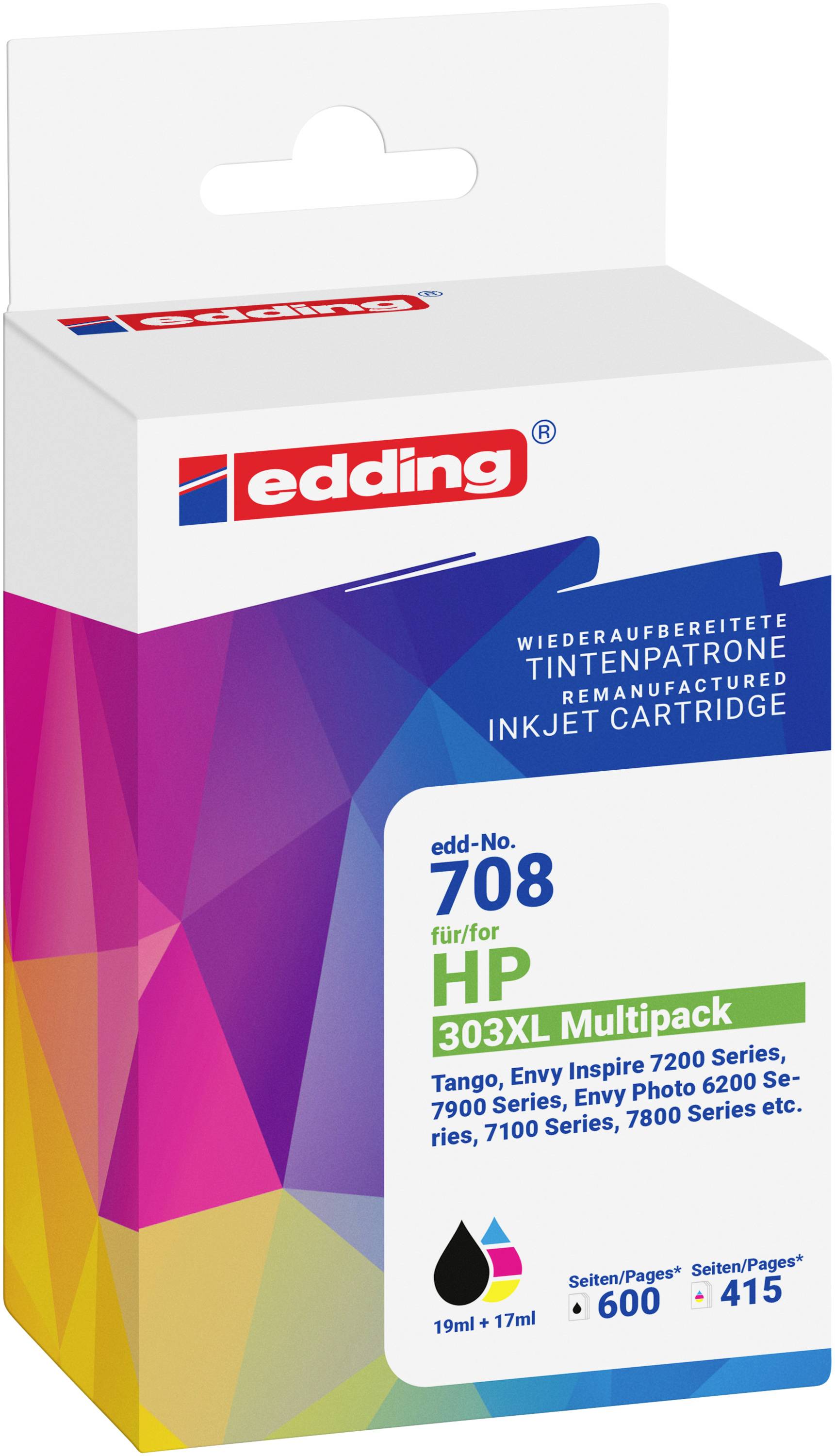 Edding Blæk erstatter HP 303XL Multipack 2 Kompatibel Sort, Cyan, Magenta, Gul EDD-708 18-708-0