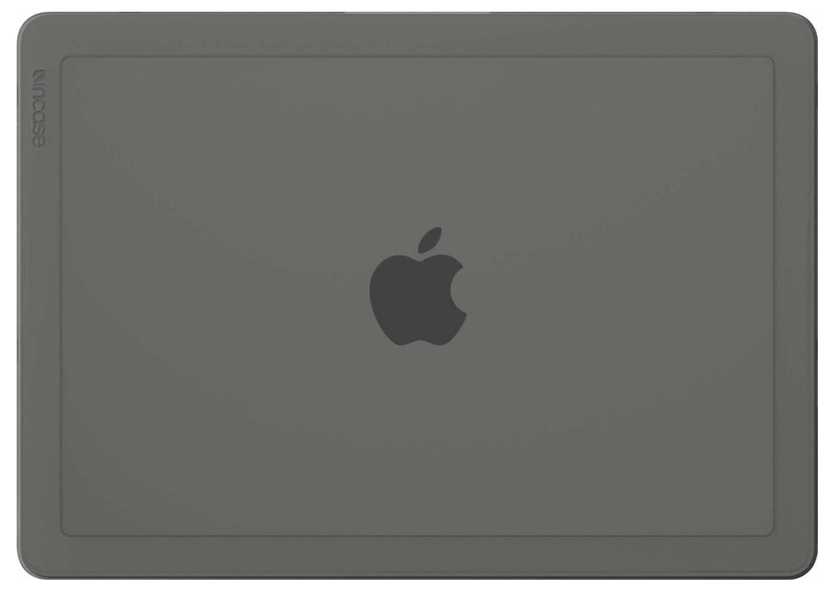 Grå Apple-enhed bagsiden med centreret Apple-logo og afrundet rektangulær etui.