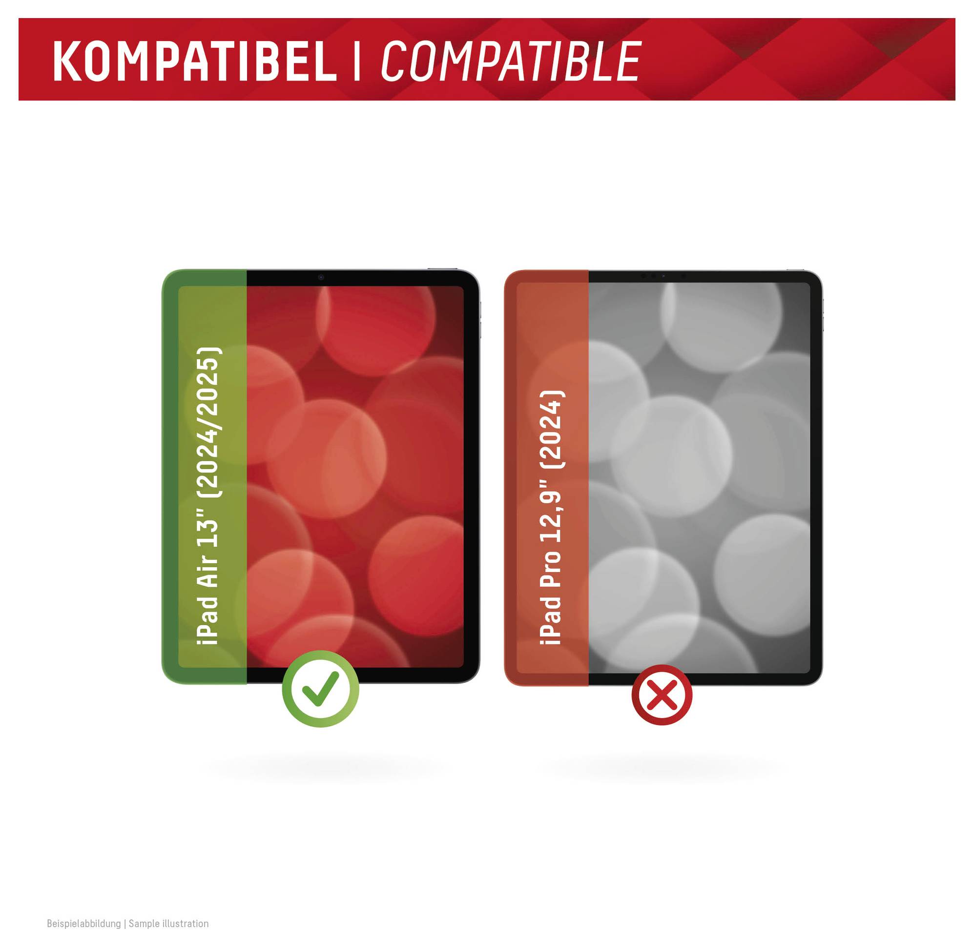 KOMPATIBEL | COMPATIBLE<br><br>iPad Air 11" (2024/2025) ✓<br>iPad Pro 12,9" (2024) ✗