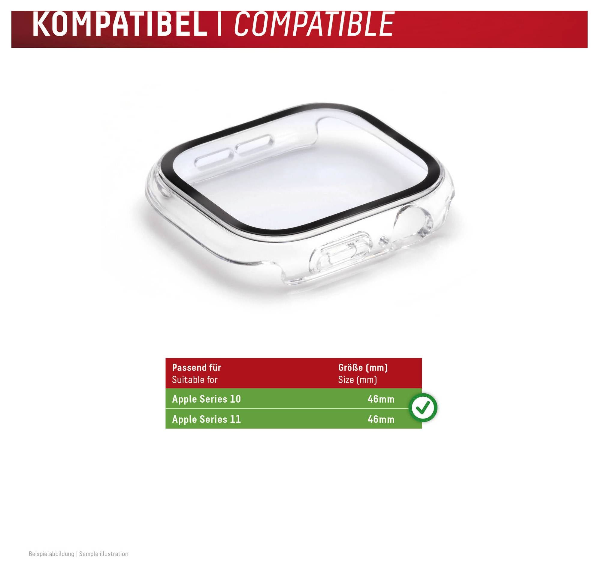 Transparent beskyttelseset til Apple Watch; kompatibel med Apple Series 10 og Series 11, begge 46 mm.