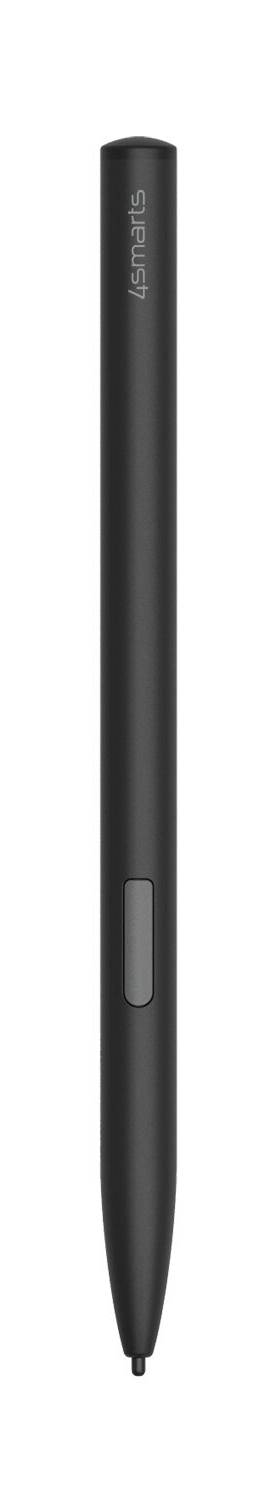Sort stylus-pen med slank cylindrisk krop og klip, vist lodret på hvid baggrund.