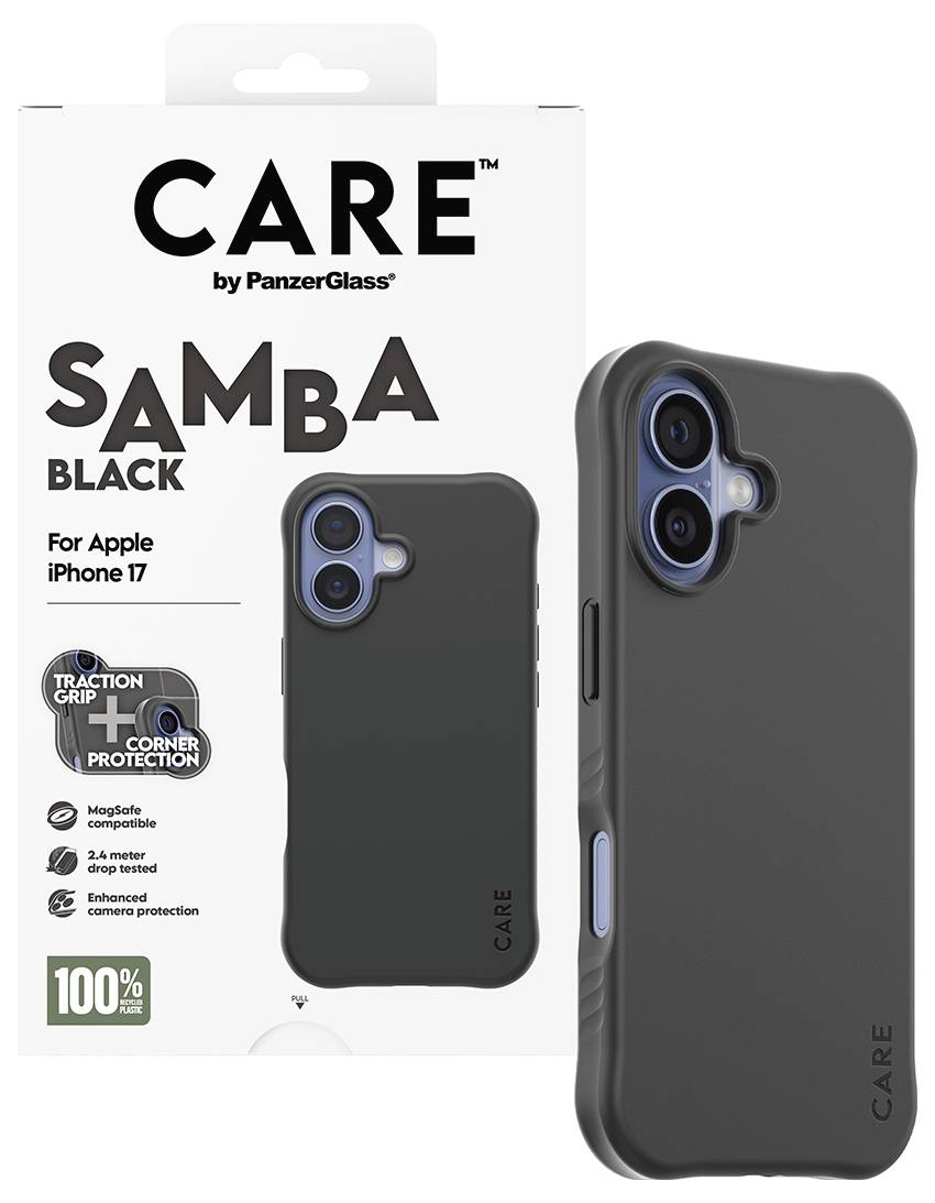PanzerGlass CARE Fashionable Samba Mobiltelefon backcover Apple iPhone 17 Sort Induktiv opladning CR68453-4