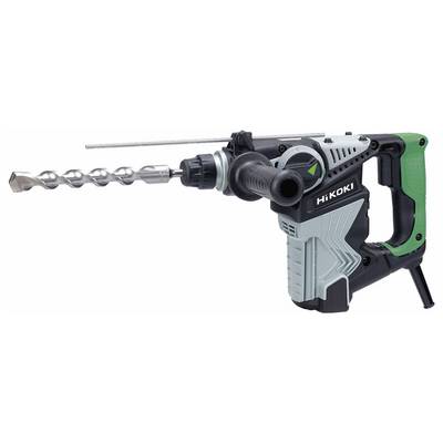 Corded Hikoki rotationshammer med langt borbid og sidegreb, vist på hvid baggrund.