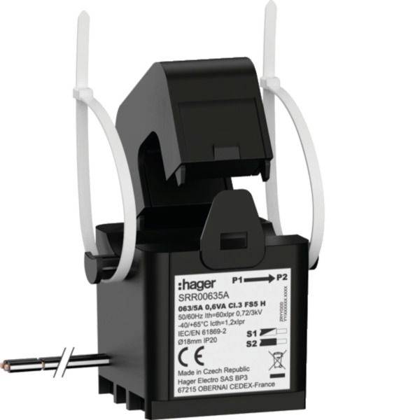 Hager SRR00635A Klapstrømtransformer Primærstrøm 63 A Sekundærstrøm 5 A Klapmontering 1 stk