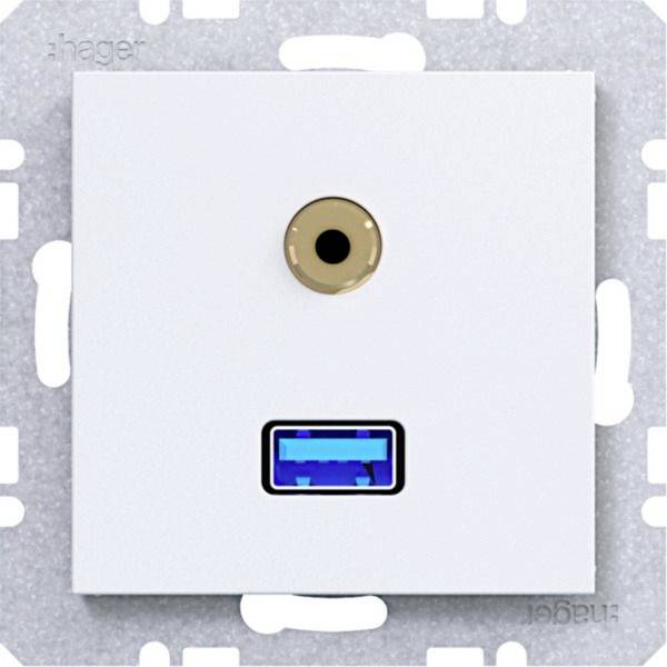 Hager Audio-stikdåse Lys hvid (mat) WAF4381WM 1 stk