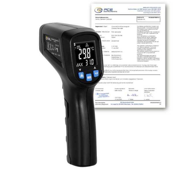 PCE Instruments PCE-770-ICA Infrarødt termometer Kalibreret (ISO) Optik (termometer) 12:1 -50 - 400 °C Berøringsfri IR-måling, Pyrometer, lynhurtig