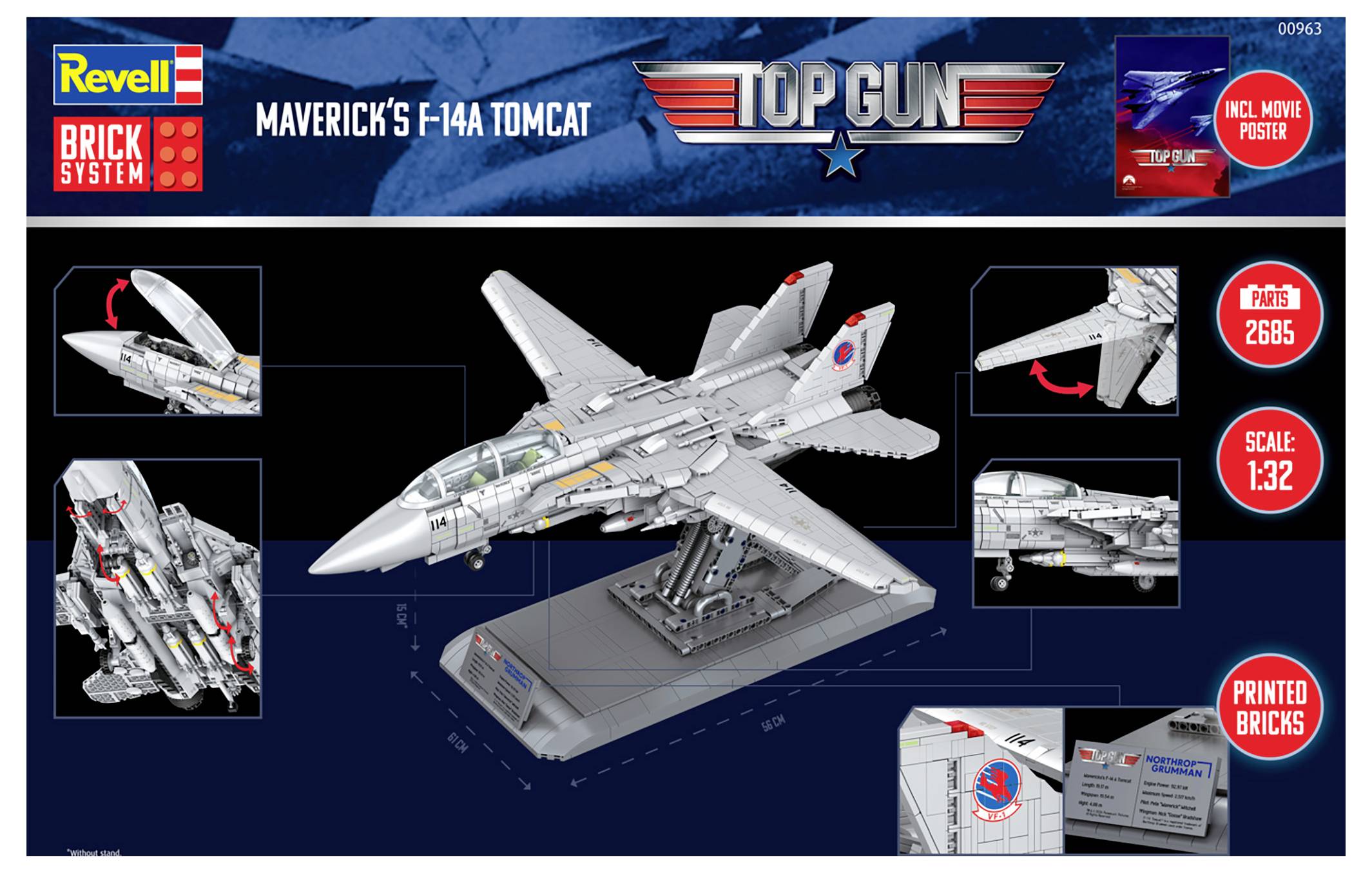 Revell 00963 Maverick's F-14A Tomcat "Top Gun" - Brick System Byggesæt 1:32-10