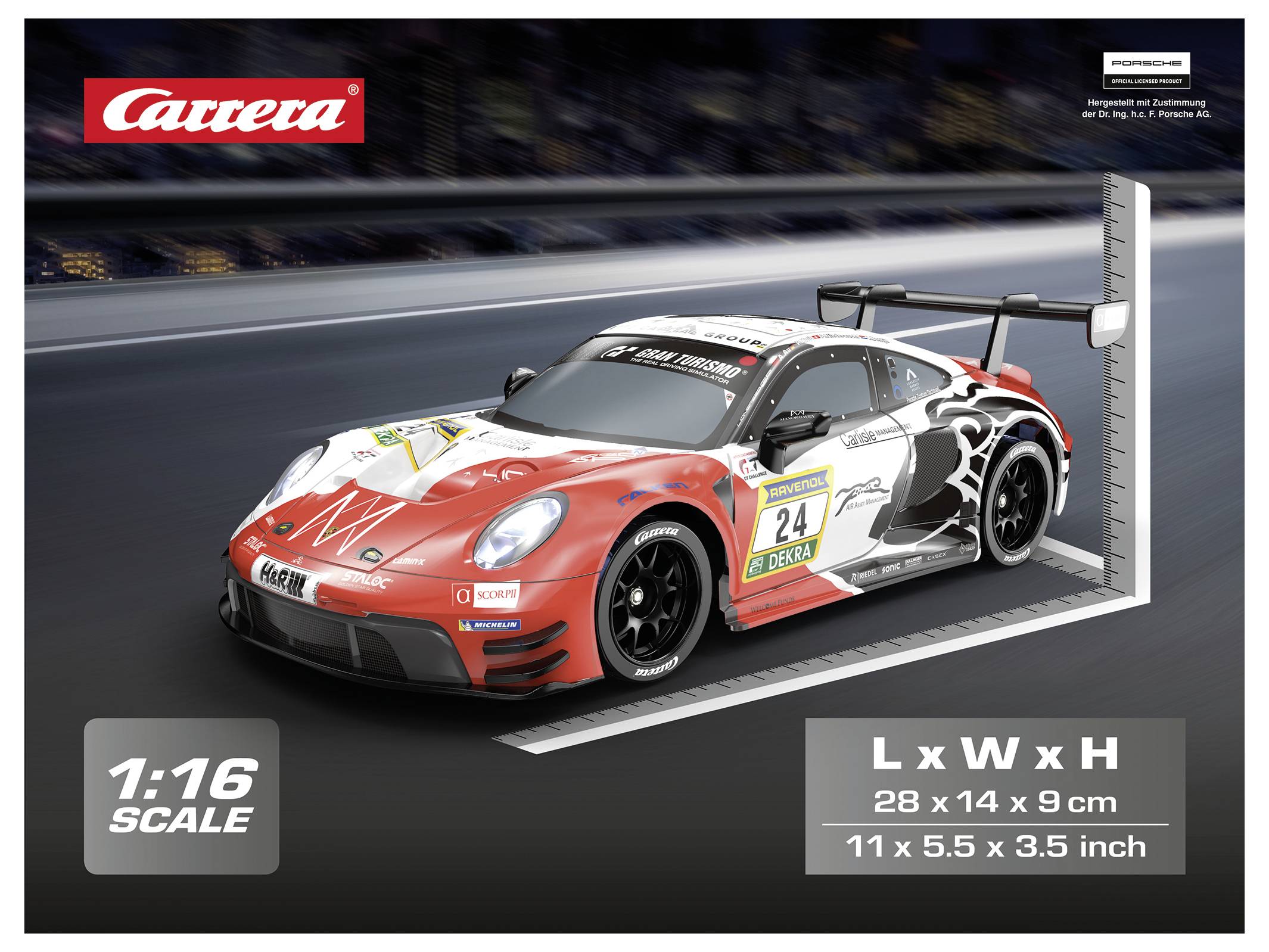 Carrera 370160153 2,4GHz Porsche 911 GT3 R "Lionspeed GP, No.24" - Steam 1:16 RC-modelbil Elektronik Racerbil-29