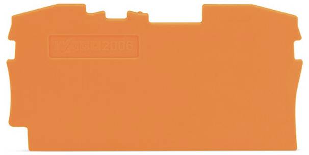 Orange plastik konstruktionslegetøjspanel med fliksede kanter og præget "2006"-mærkat på en hvid baggrund.