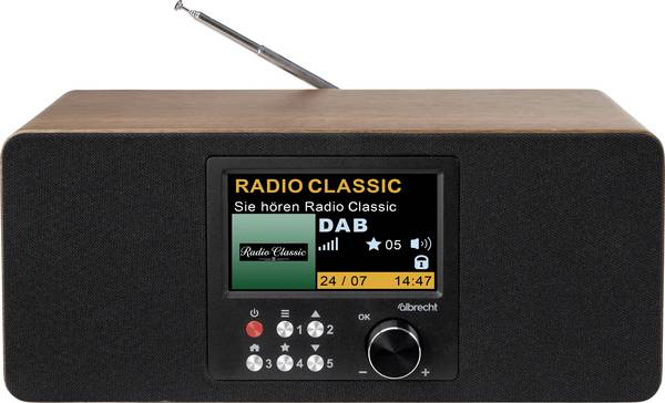 Batteridrevet radio Albrecht DR 864 DAB+, FM  Vækkefunktion Brun, Sort