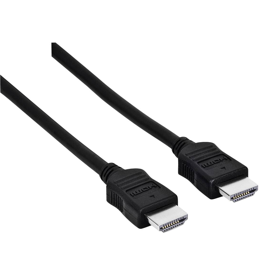 To black HDMI-kabler med hanstik vist på en hvid baggrund.